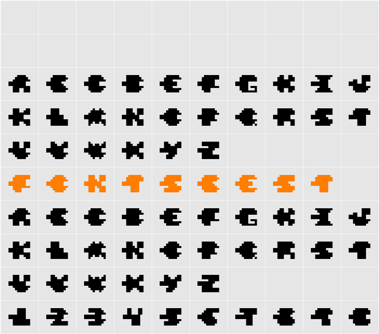 Pixel Verde Character Map
