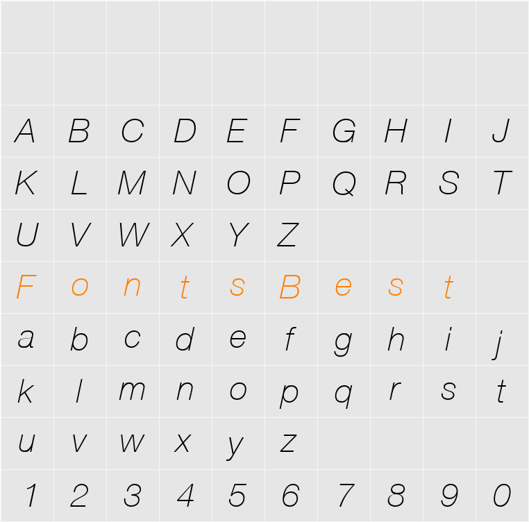 Helvetica CE 35 Thin Character Map