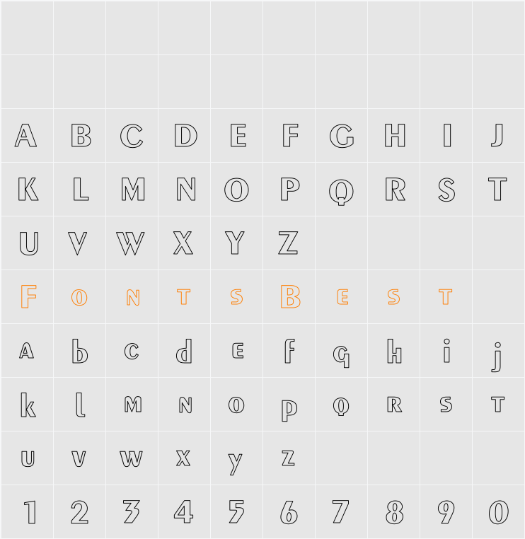 Exotic-Bold Hollow Character Map