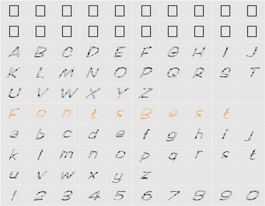 FZ HAND 2 SPOTTED ITALIC Character Map