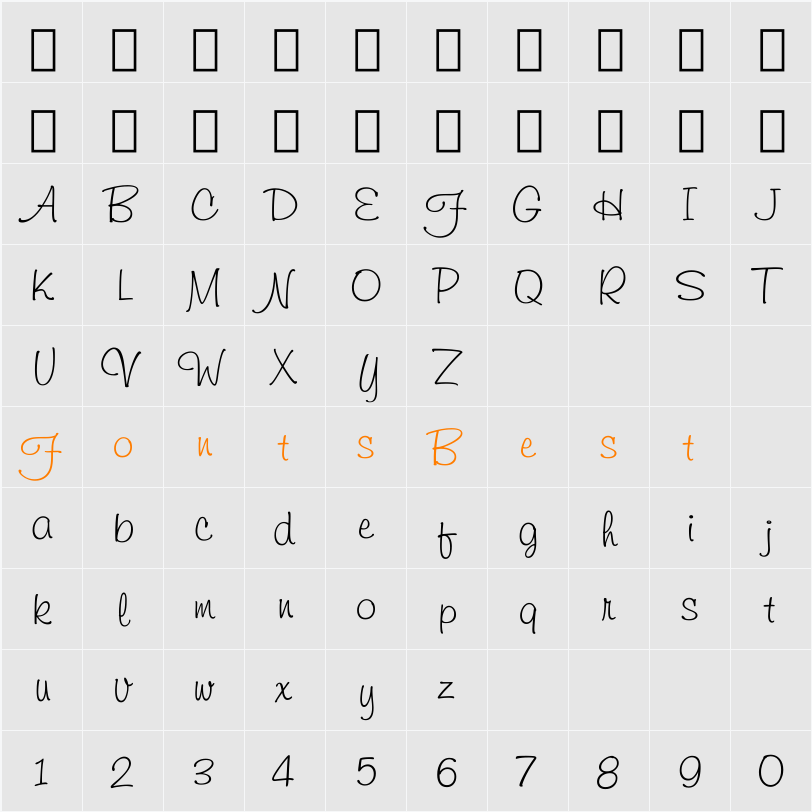 Freehand591 Character Map