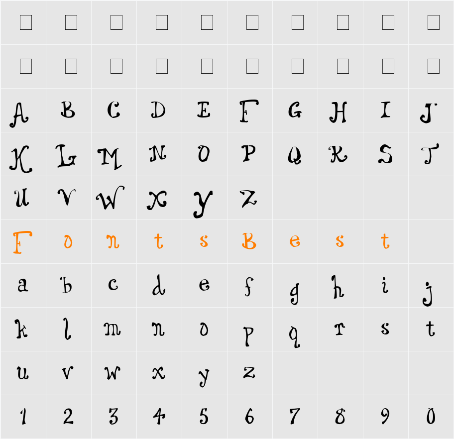 Dingle Character Map