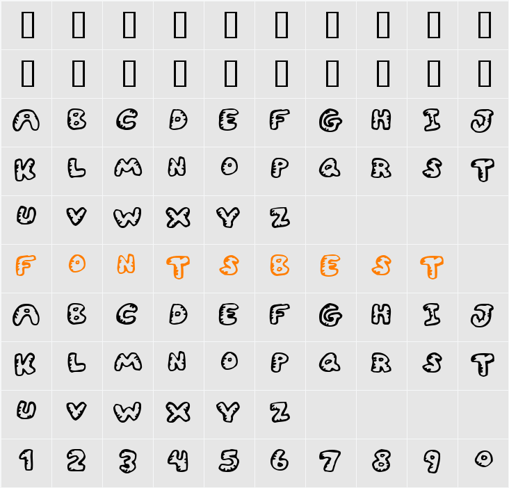 Gwibble Character Map