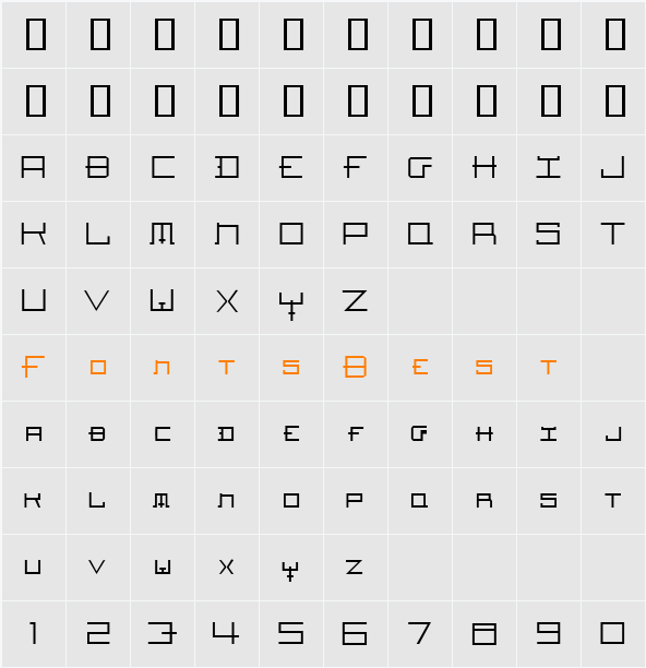 Hozenozzle Thin Character Map
