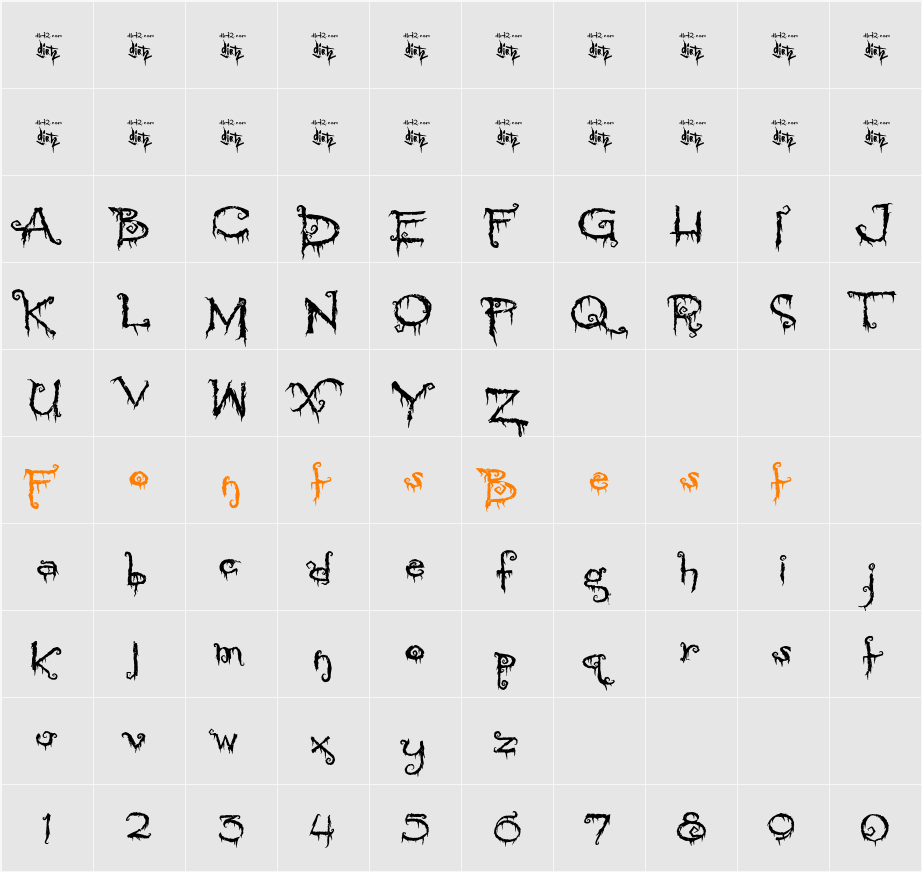Pyrite Crypt Character Map