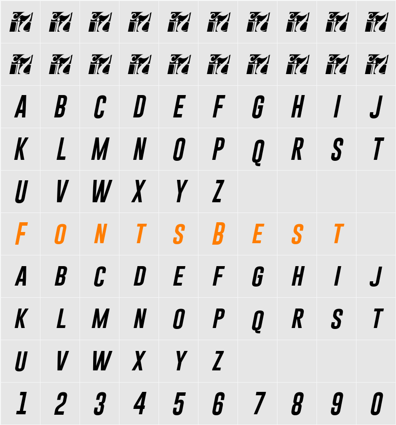Gobold Italic Character Map