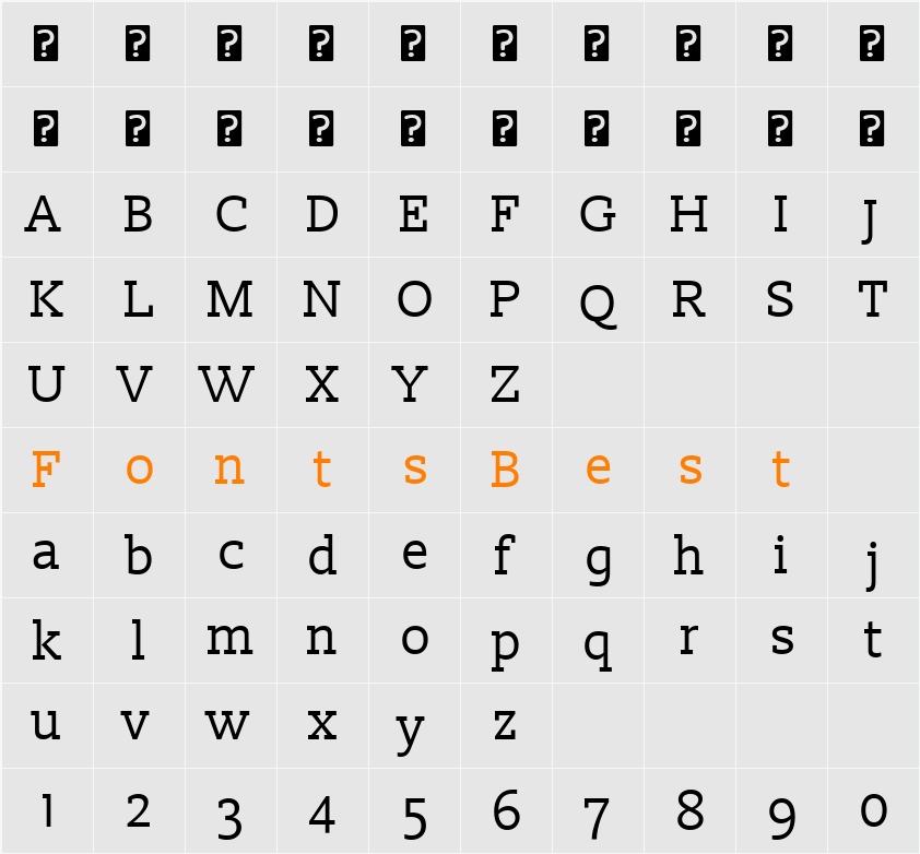 Slabo 13px Character Map