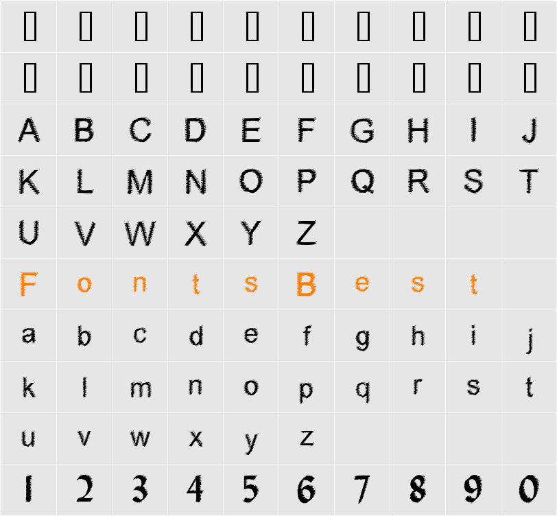 Woodbrush Character Map