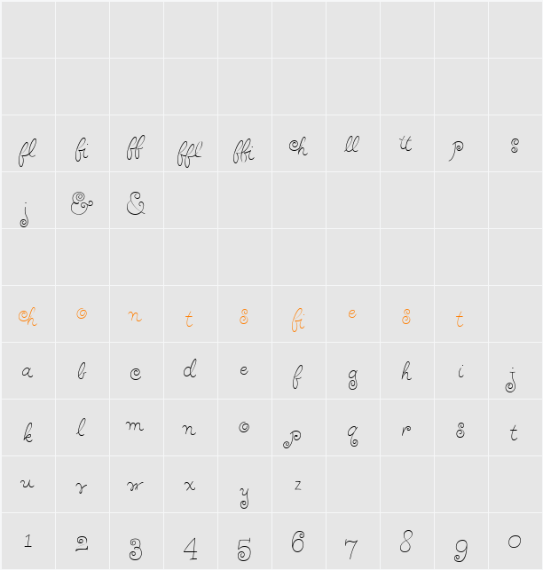 HairsprayLightAlts Character Map