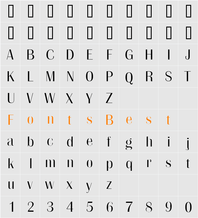 Grenoble Light SF Character Map