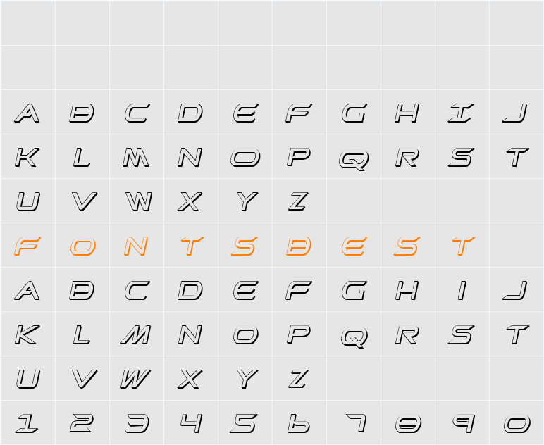 Promethean Shadow Italic Character Map