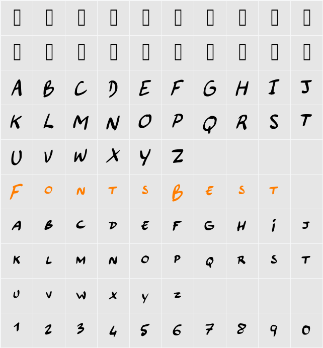 majusculesBD Character Map