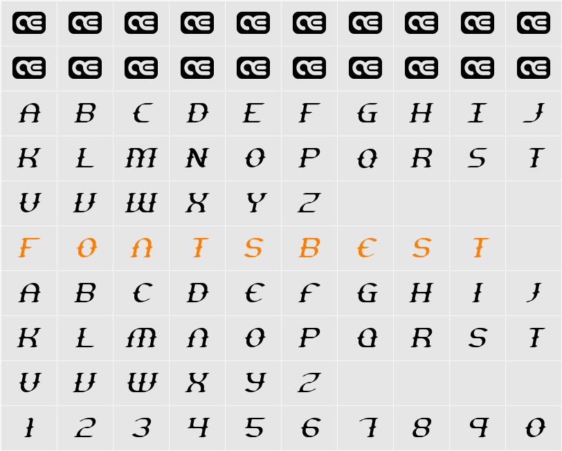 Gesture Thin Slant BRK Character Map