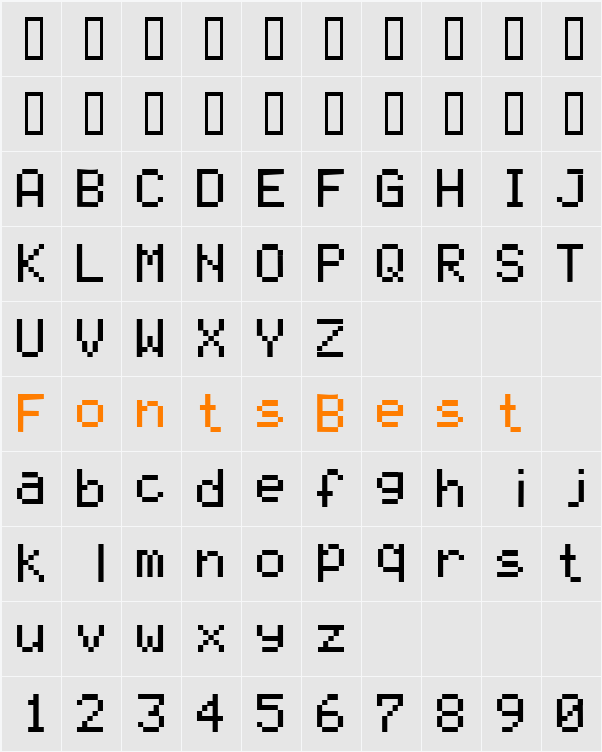 lcdfont Character Map
