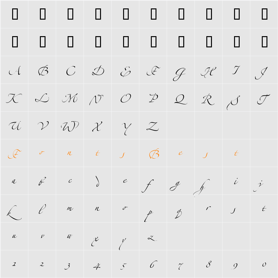 Zapfino Linotype Two Character Map