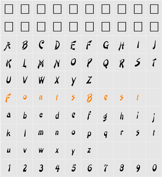 PainterNarrow Character Map