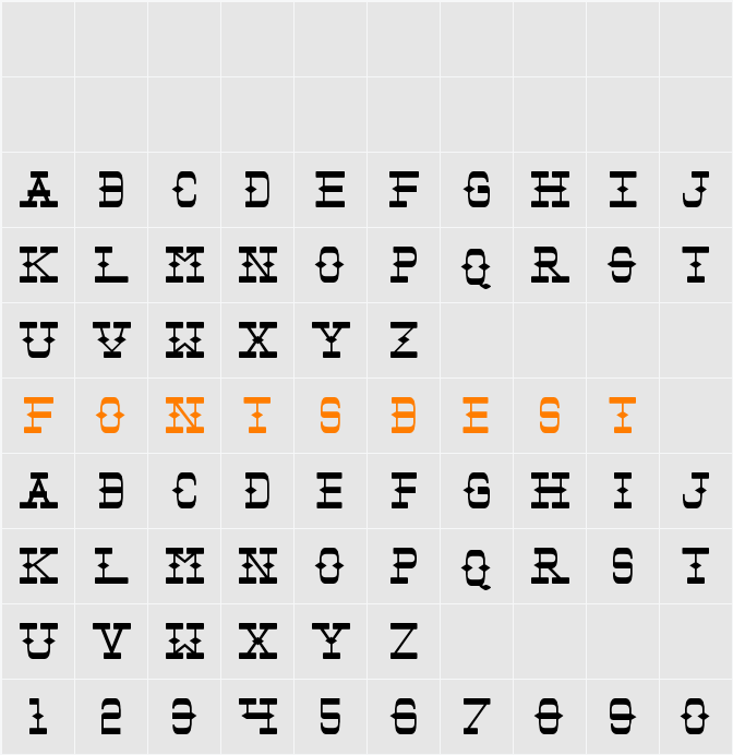 Tombstone Expanded Character Map