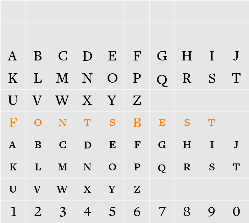 FreightText MediumSC Character Map