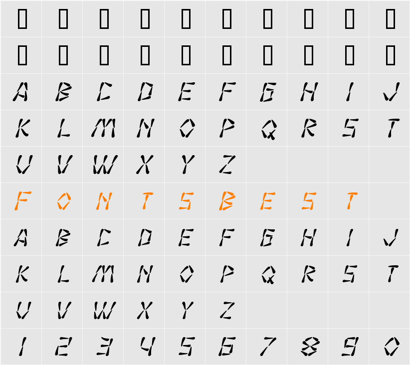SF Wasabi Character Map