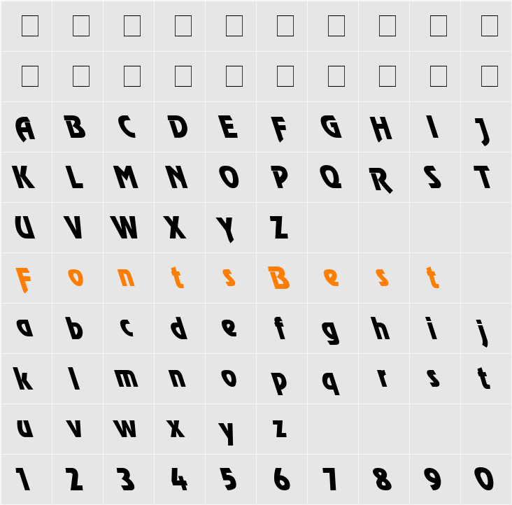 Revue-Thin Lefty Character Map