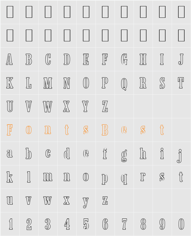 RobertBeckerOutline-Medium Character Map