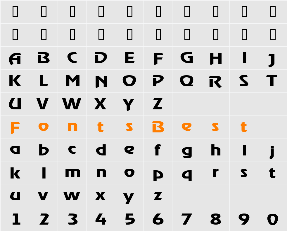 XanadauExtended Character Map
