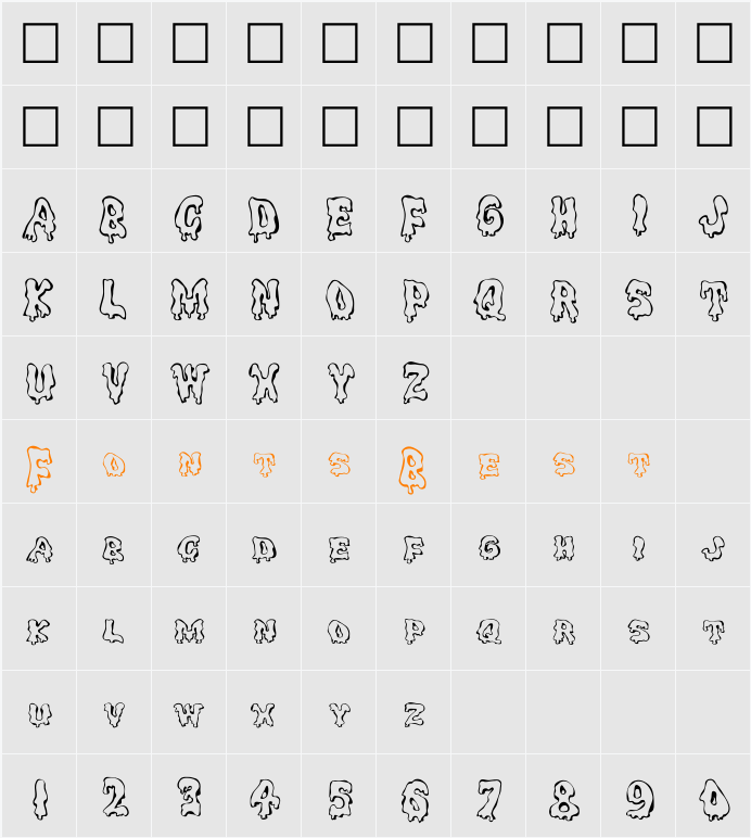 Ghouly Caps Character Map