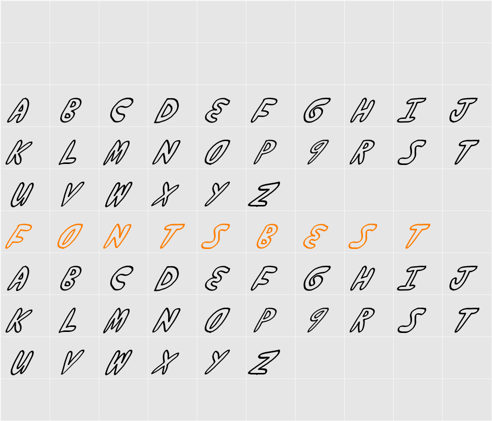 yumernub slanty Character Map