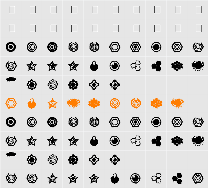 Dingbatz Formz 2 DSG Character Map