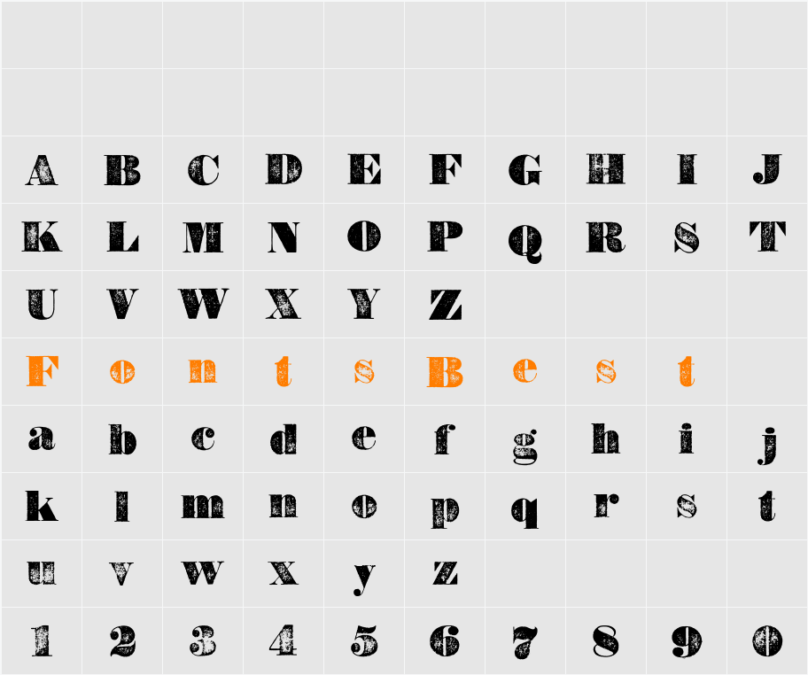 Bullion WF Character Map