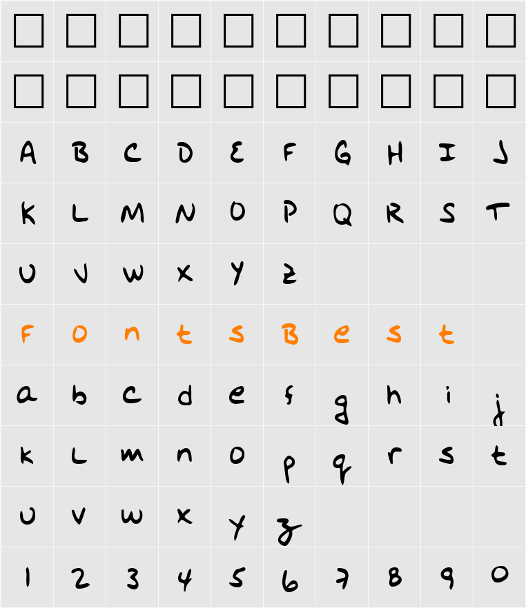 LEHN131 Character Map