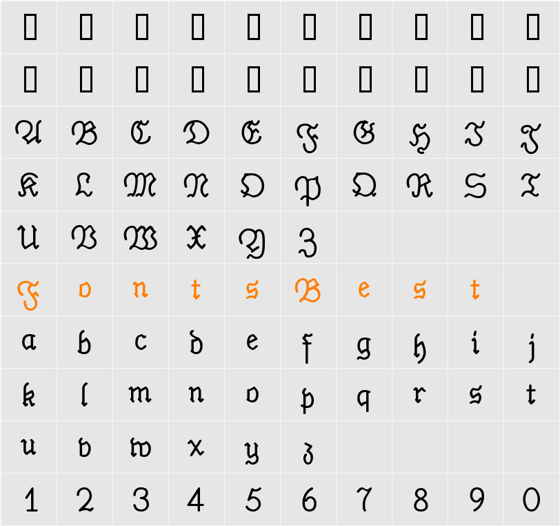 PhrackSle Character Map