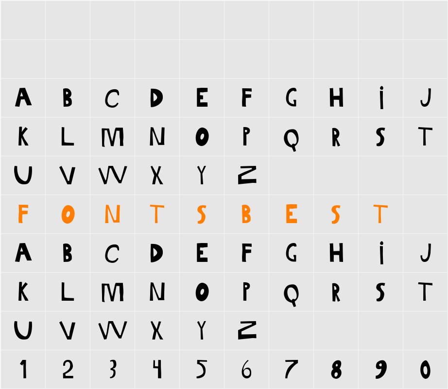 Gabi Sans Irregular Character Map