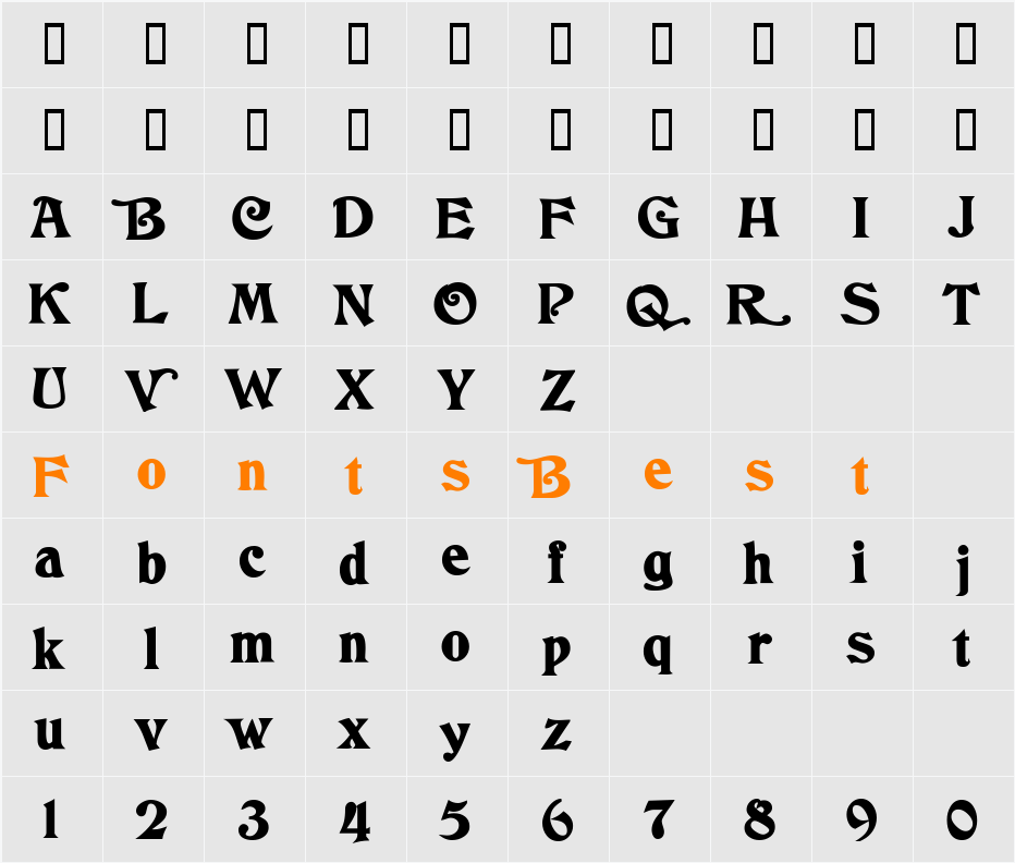 Tringle Character Map