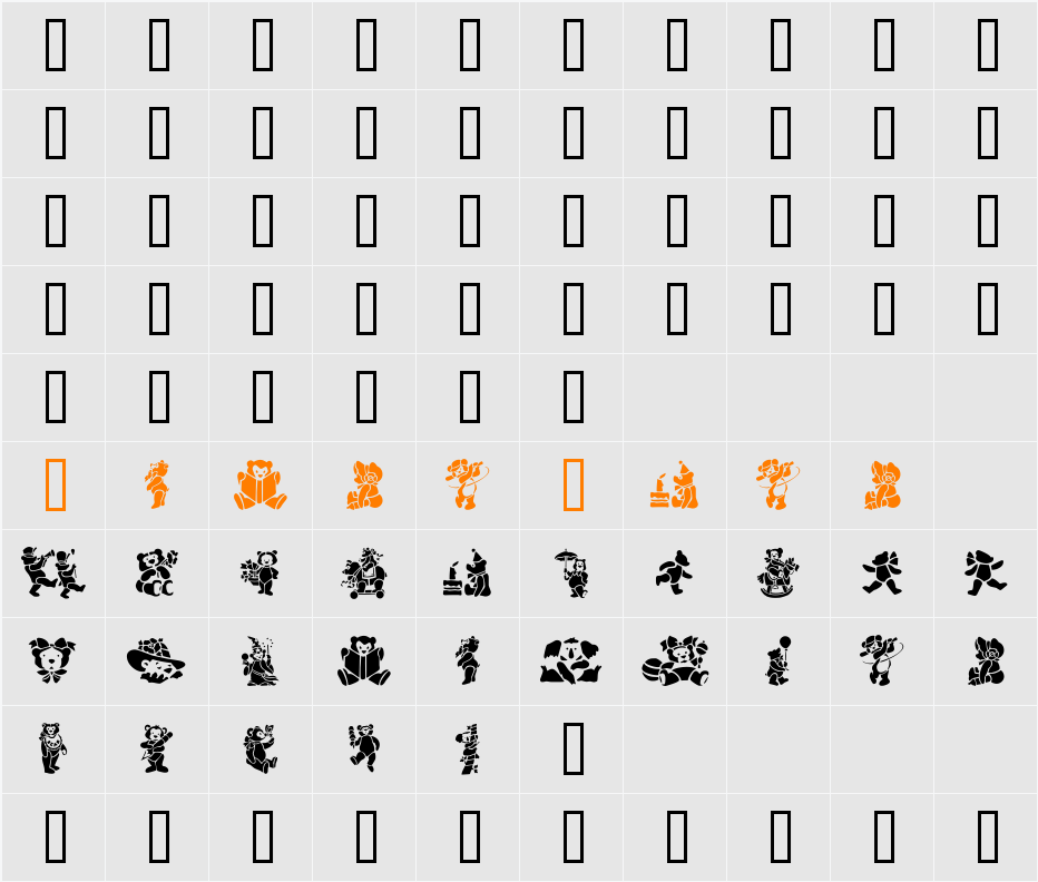 GE Silhouette Teddy Character Map