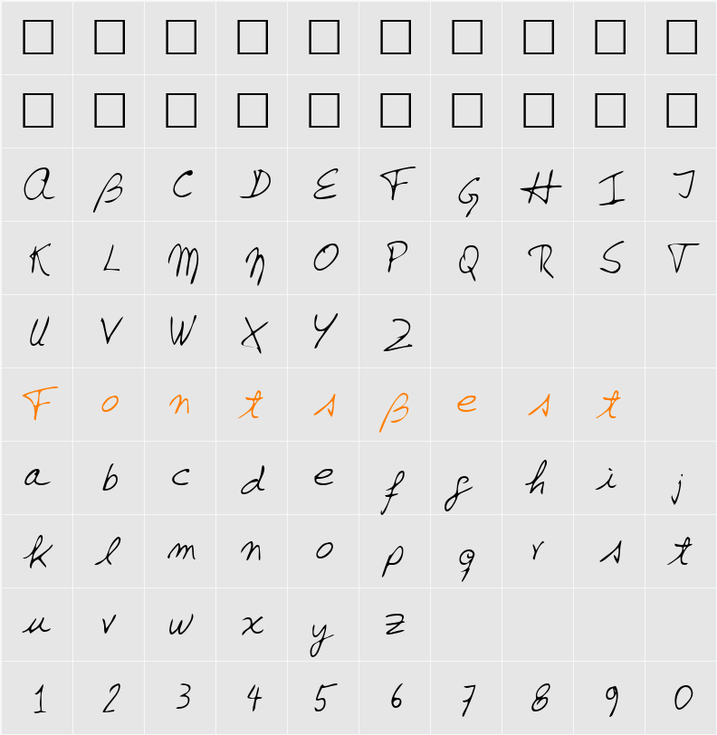 JenkinsHand Character Map