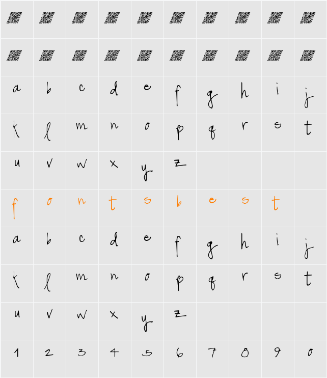 GreatSpringtime Character Map