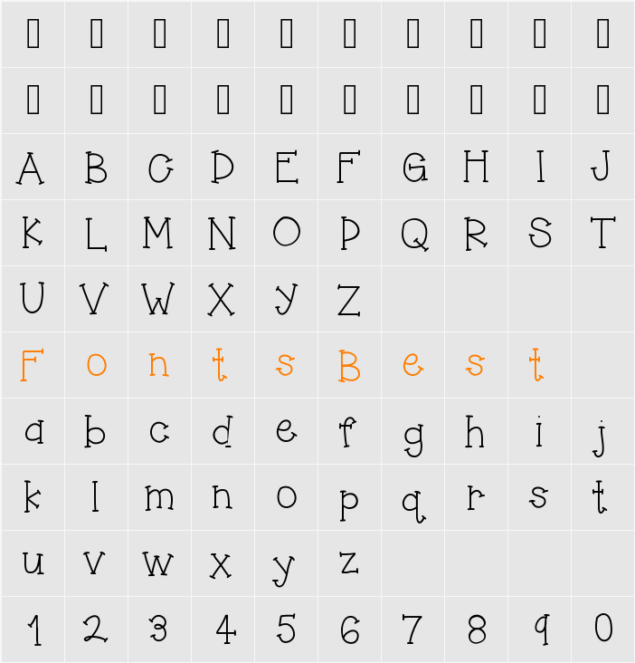 HelloJumpingJacks Character Map