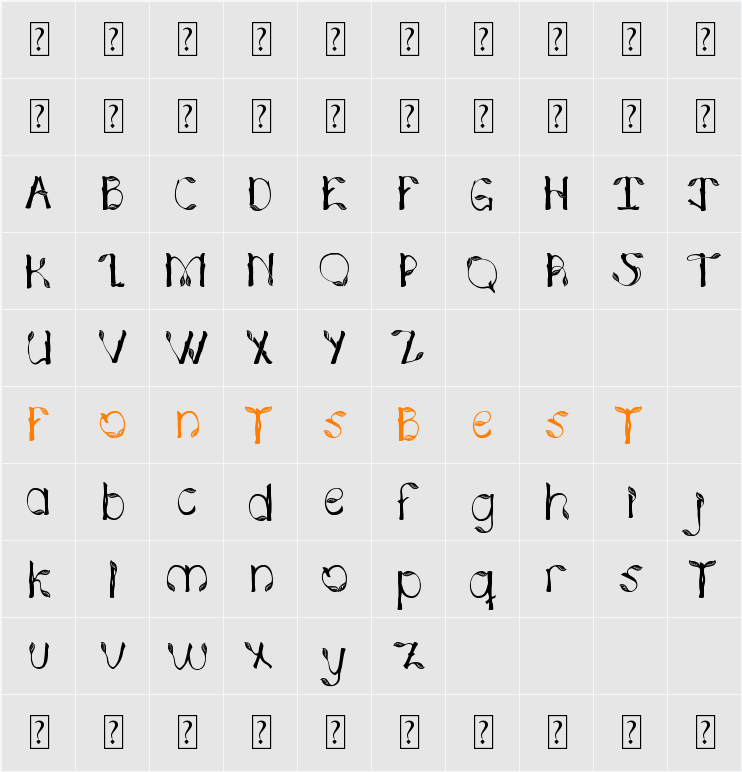 Hojas de plata Character Map