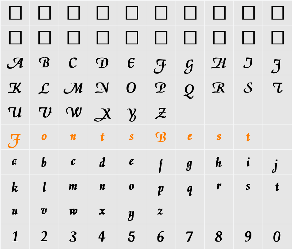 ElGar Bold Character Map