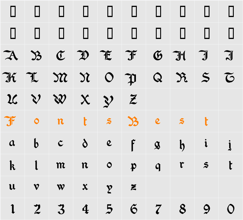 Washington Text Character Map