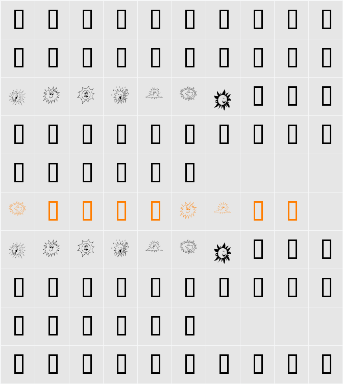 KR Sun Dings Character Map