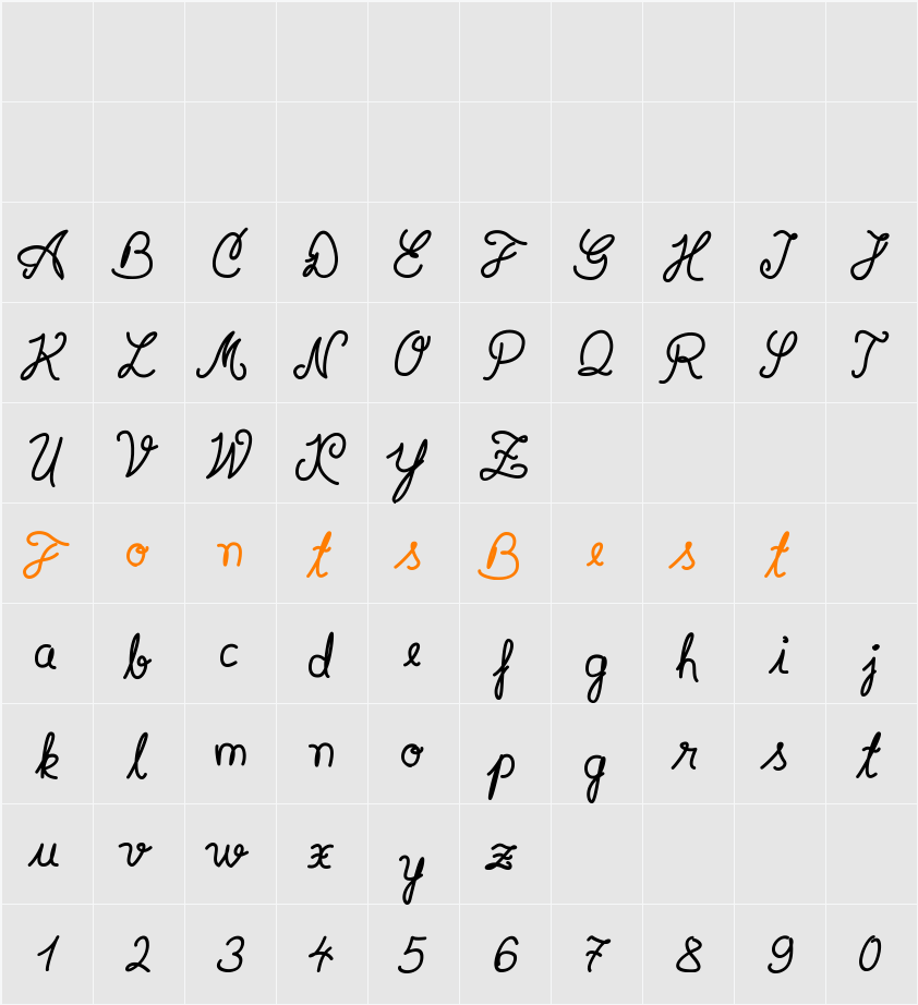 Syera InLine Character Map
