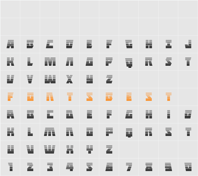 Halfshell Hero Gradient Character Map