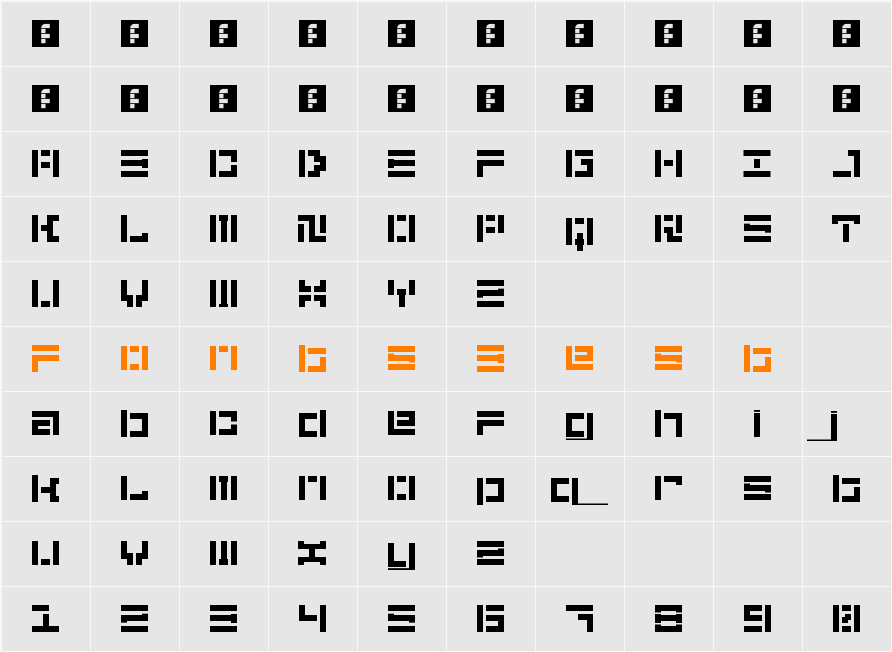 5Didgit Stencil Character Map