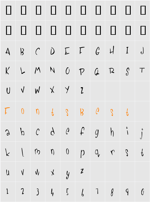 Pickabilly Character Map