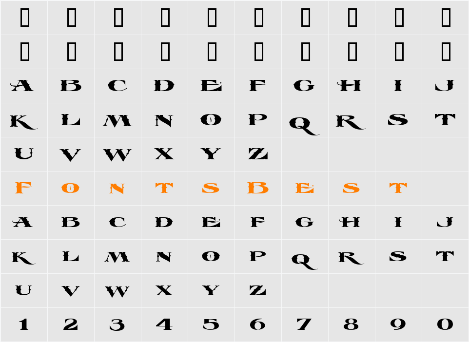 LHF Esoteric 3 FANCY Character Map