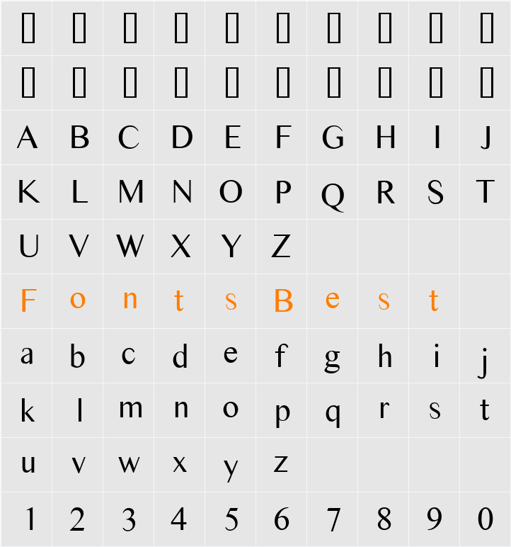 Times Sans Serif Character Map