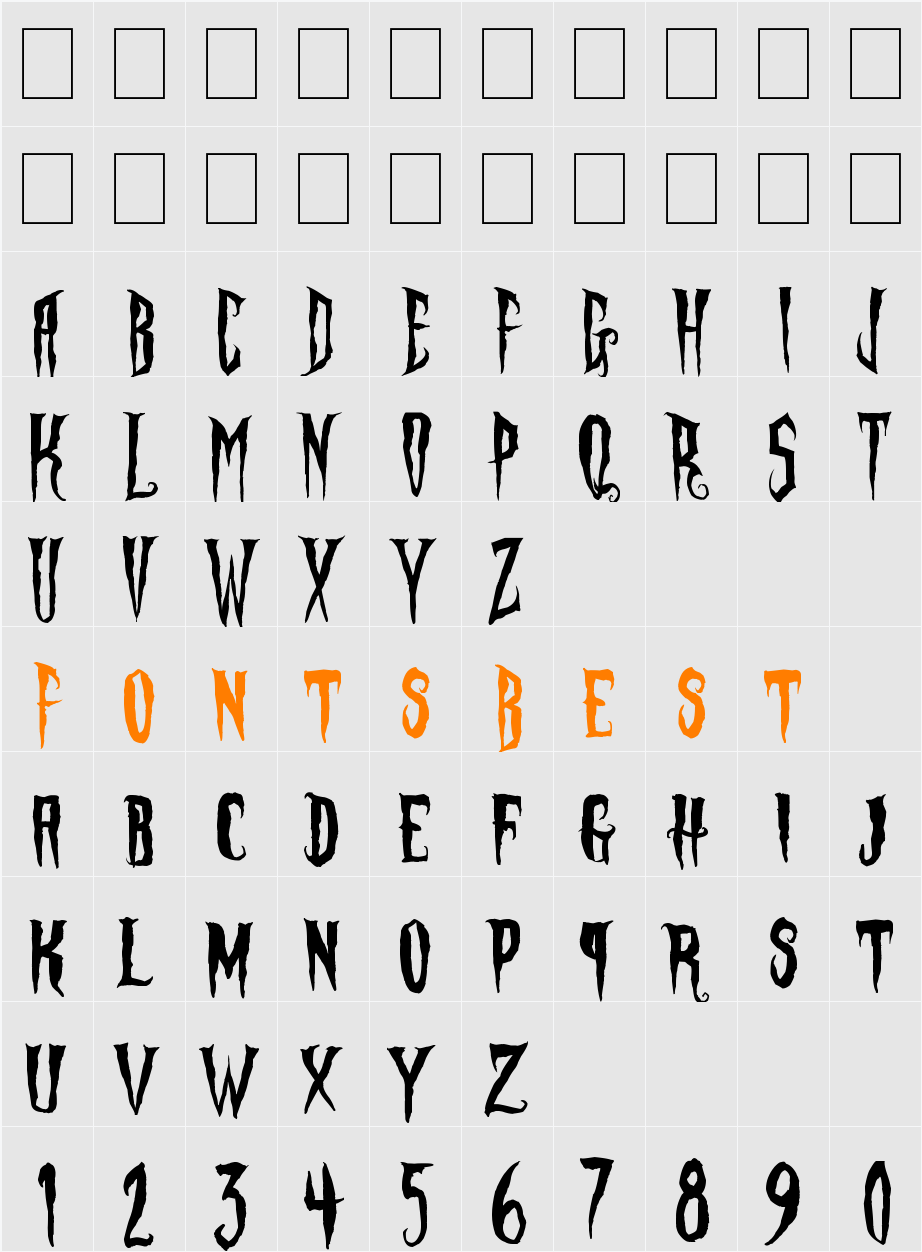 Phantom Fingers Character Map