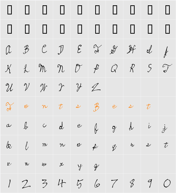 skeetch Character Map
